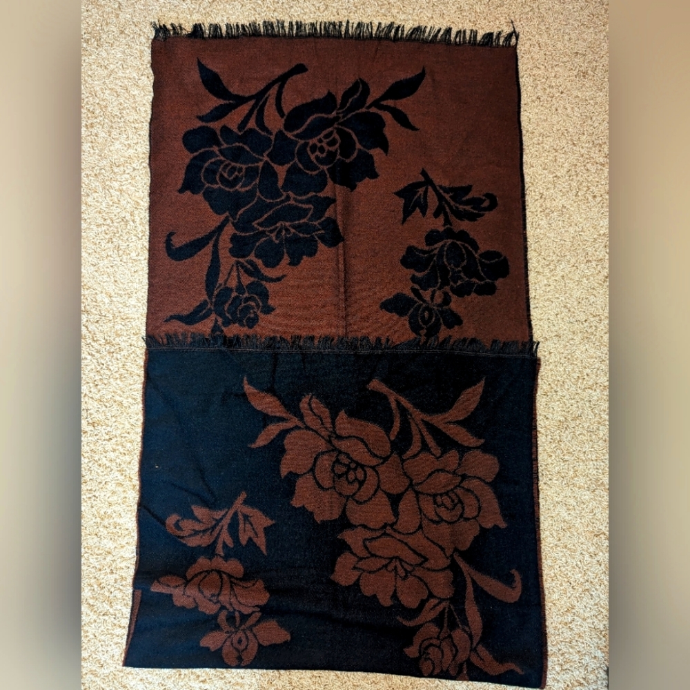Reversible wool shawl